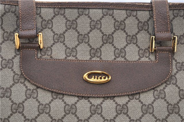 Authentic GUCCI Vintage Shoulder Tote Bag GG PVC Leather Brown 0825G