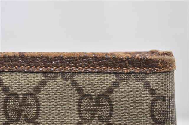 Authentic GUCCI Vintage Shoulder Tote Bag GG PVC Leather Brown 0825G