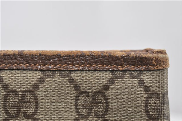 Authentic GUCCI Vintage Shoulder Tote Bag GG PVC Leather Brown 0825G