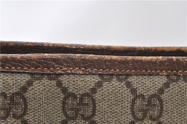 Authentic GUCCI Vintage Shoulder Tote Bag GG PVC Leather Brown 0825G