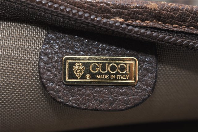 Authentic GUCCI Vintage Shoulder Tote Bag GG PVC Leather Brown 0825G