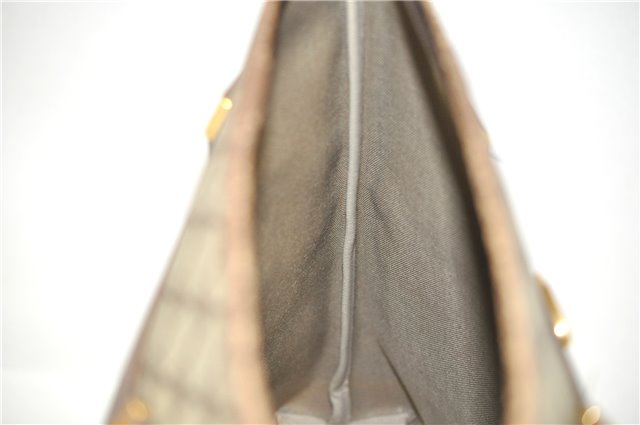 Authentic GUCCI Vintage Shoulder Tote Bag GG PVC Leather Brown 0825G