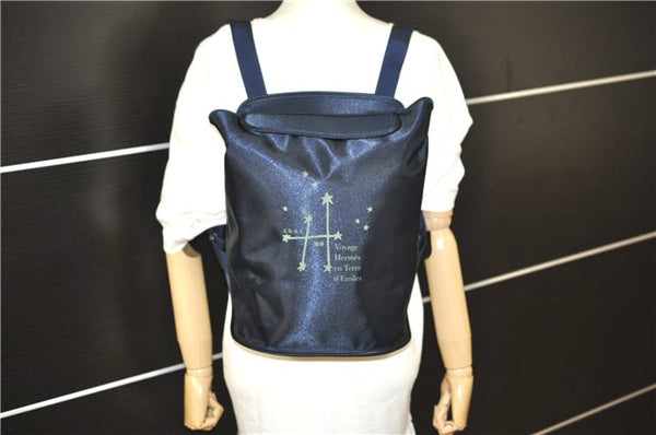 Authentic HERMES Sherpa Backpack to the Stars Exhibition 1999 Limited Navy 0827G