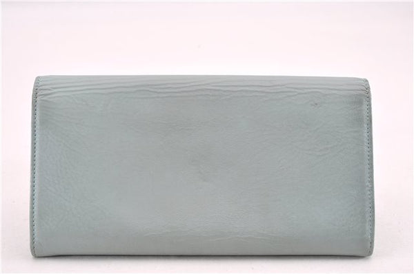 Authentic BALENCIAGA Classic Money Long Wallet Leather 163471 Light Blue 0828G