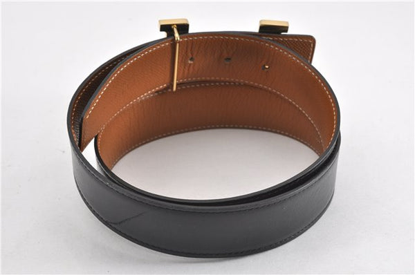 Authentic HERMES Large Constance Leather Belt Size 90cm 35.4" Black Brown 0829G