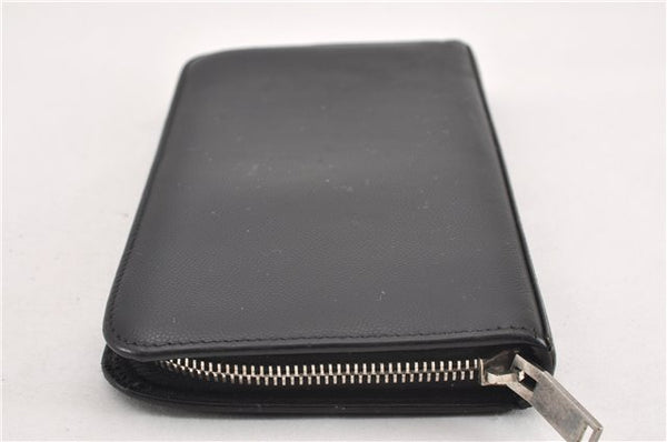 Authentic SAINT LAURENT Round Zip Long Wallet Purse Leather 328558 Black 0832G