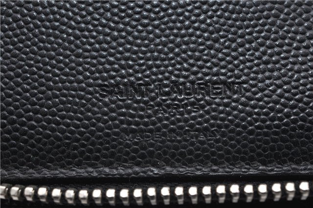 Authentic SAINT LAURENT Round Zip Long Wallet Purse Leather 328558 Black 0832G