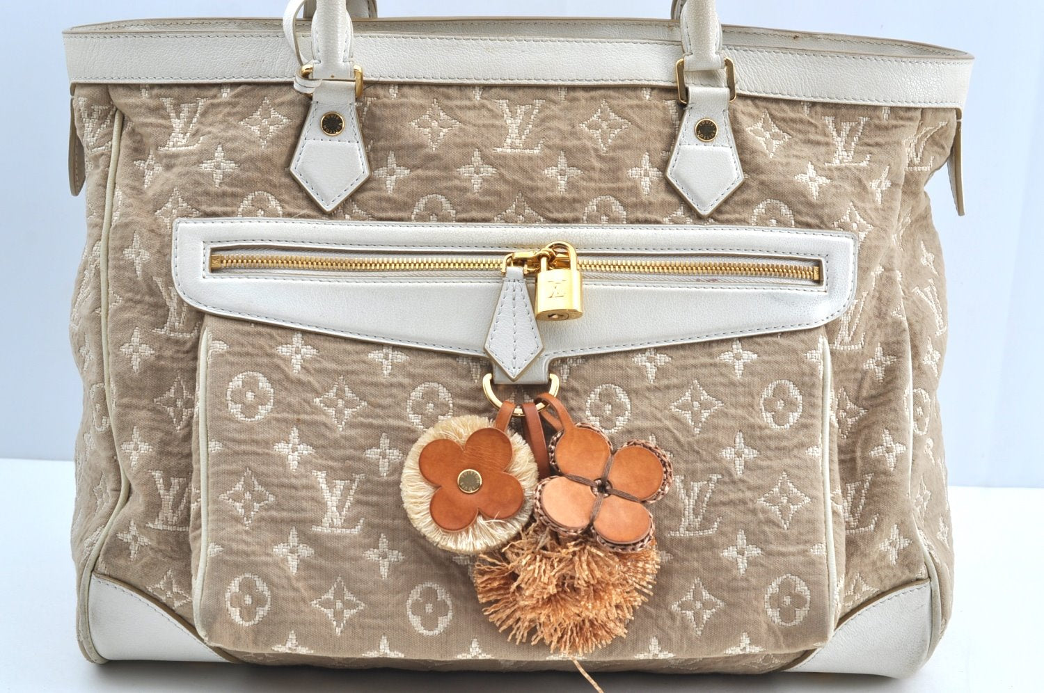 Authentic Louis Vuitton Monogram Sabbia Cabas GM Tote Bag Beige M93793 LV 0832H