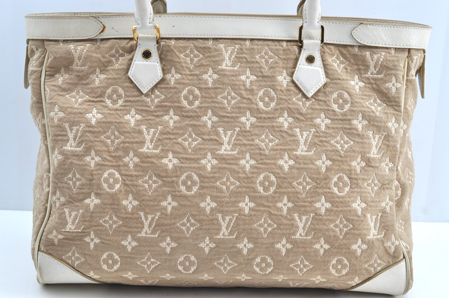 Authentic Louis Vuitton Monogram Sabbia Cabas GM Tote Bag Beige M93793 LV 0832H