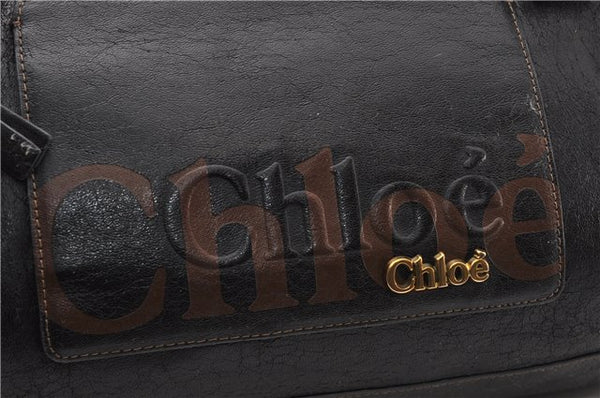 Authentic Chloe Eclipse Vintage Hand Boston Bag Leather Black 0833G