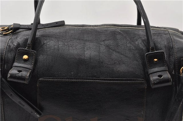 Authentic Chloe Eclipse Vintage Hand Boston Bag Leather Black 0833G