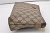 Authentic GUCCI Vintage Clutch Hand Bag Purse GG PVC Leather Brown 0834G