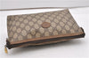 Authentic GUCCI Vintage Clutch Hand Bag Purse GG PVC Leather Brown 0834G