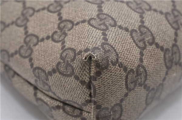 Authentic GUCCI Vintage Clutch Hand Bag Purse GG PVC Leather Brown 0834G