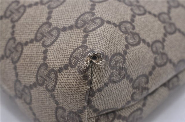 Authentic GUCCI Vintage Clutch Hand Bag Purse GG PVC Leather Brown 0834G