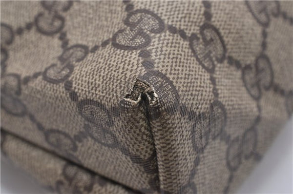 Authentic GUCCI Vintage Clutch Hand Bag Purse GG PVC Leather Brown 0834G