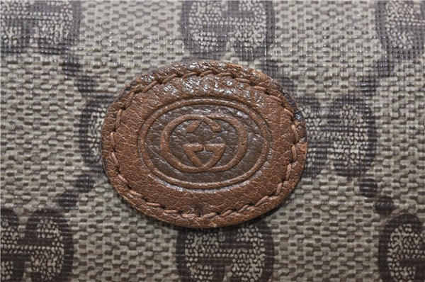 Authentic GUCCI Vintage Clutch Hand Bag Purse GG PVC Leather Brown 0834G
