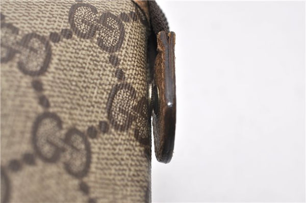 Authentic GUCCI Vintage Clutch Hand Bag Purse GG PVC Leather Brown 0834G