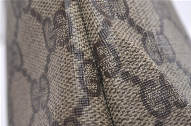 Authentic GUCCI Vintage Clutch Hand Bag Purse GG PVC Leather Brown 0834G