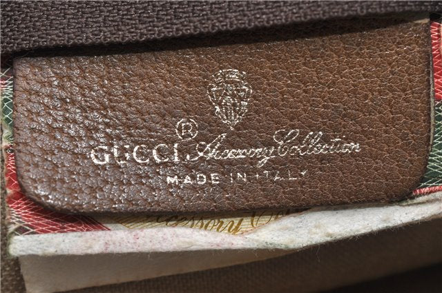 Authentic GUCCI Vintage Clutch Hand Bag Purse GG PVC Leather Brown 0834G