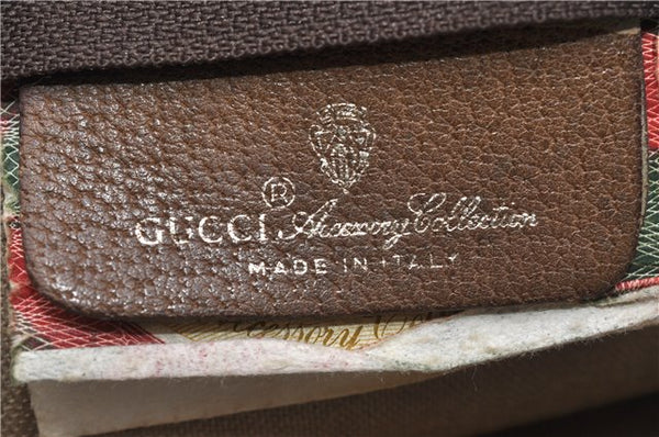 Authentic GUCCI Vintage Clutch Hand Bag Purse GG PVC Leather Brown 0834G
