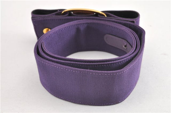 Authentic Salvatore Ferragamo Vara Nylon Leather Belt 28-32.7" Purple 0837G