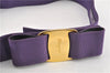 Authentic Salvatore Ferragamo Vara Nylon Leather Belt 28-32.7" Purple 0837G