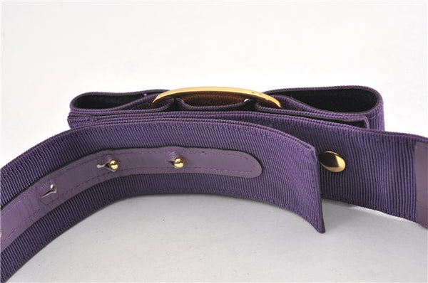 Authentic Salvatore Ferragamo Vara Nylon Leather Belt 28-32.7" Purple 0837G