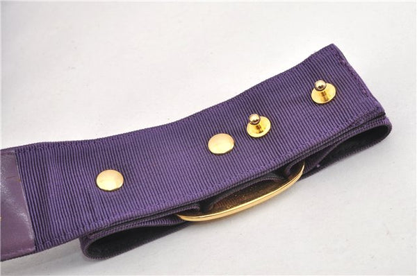 Authentic Salvatore Ferragamo Vara Nylon Leather Belt 28-32.7" Purple 0837G