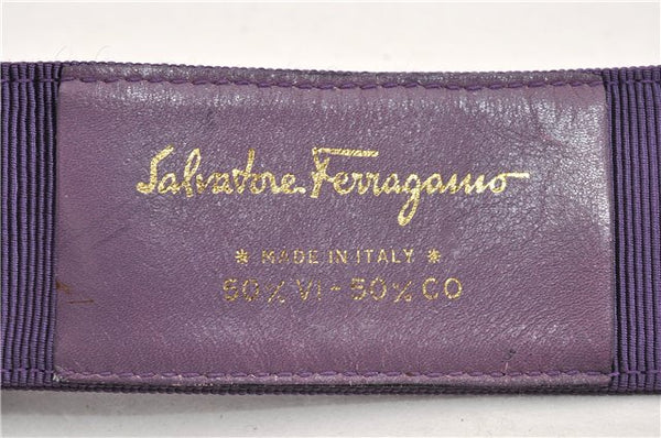 Authentic Salvatore Ferragamo Vara Nylon Leather Belt 28-32.7" Purple 0837G