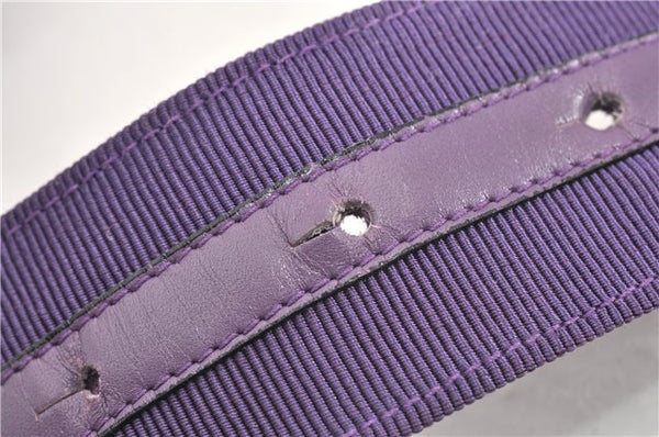 Authentic Salvatore Ferragamo Vara Nylon Leather Belt 28-32.7" Purple 0837G