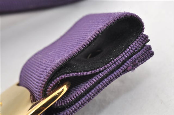 Authentic Salvatore Ferragamo Vara Nylon Leather Belt 28-32.7" Purple 0837G