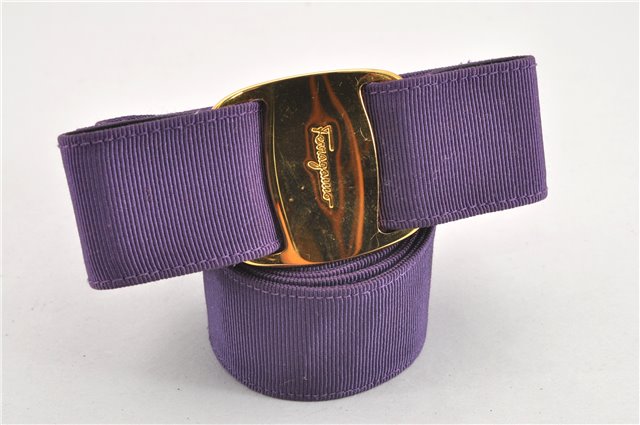 Authentic Salvatore Ferragamo Vara Nylon Leather Belt 28-32.7