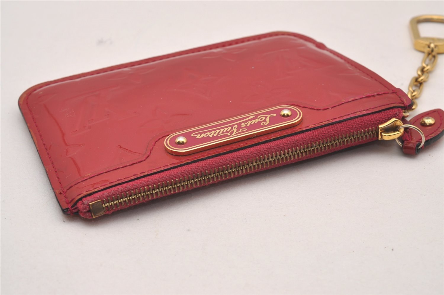 Authentic Louis Vuitton Vernis Pochette Cles NM Coin Purse Case M91669 Red 0843I