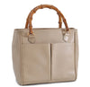 Authentic GUCCI Vintage Bamboo 2way Hand Shoulder Bag Leather Beige 0844D