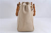 Authentic GUCCI Vintage Bamboo 2way Hand Shoulder Bag Leather Beige 0844D