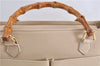 Authentic GUCCI Vintage Bamboo 2way Hand Shoulder Bag Leather Beige 0844D