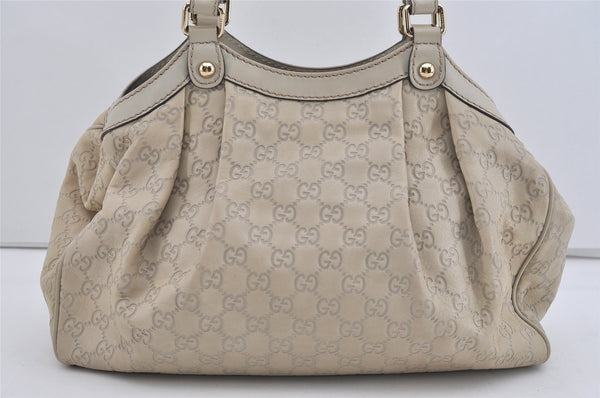 Authentic GUCCI Guccissima Sukey Shoulder Tote Bag GG Leather 211944 White 0846I