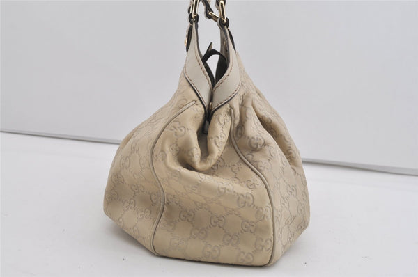 Authentic GUCCI Guccissima Sukey Shoulder Tote Bag GG Leather 211944 White 0846I