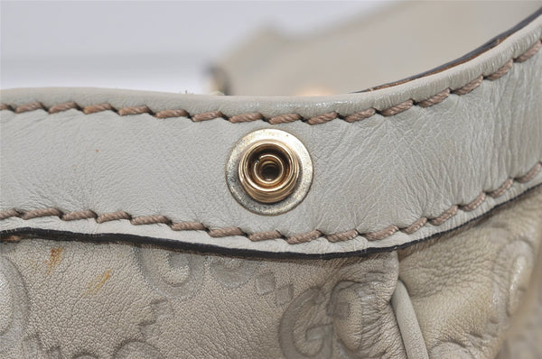 Authentic GUCCI Guccissima Sukey Shoulder Tote Bag GG Leather 211944 White 0846I