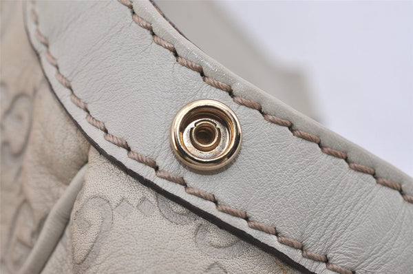 Authentic GUCCI Guccissima Sukey Shoulder Tote Bag GG Leather 211944 White 0846I