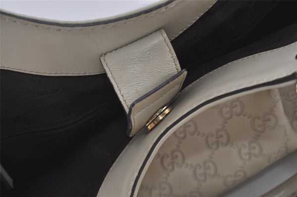 Authentic GUCCI Guccissima Sukey Shoulder Tote Bag GG Leather 211944 White 0846I