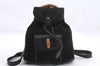 Authentic GUCCI Bamboo Backpack Suede Leather Black 0847D