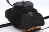 Authentic GUCCI Bamboo Backpack Suede Leather Black 0847D