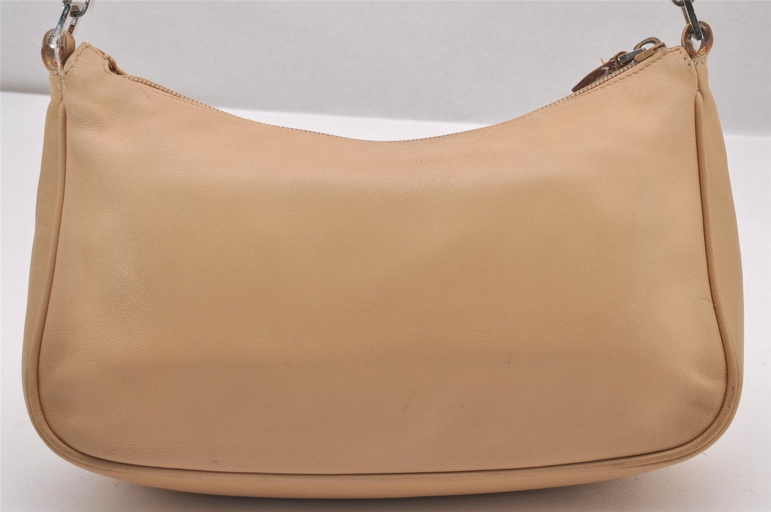 Authentic GUCCI Vintage Bamboo Shoulder Hand Bag Leather 0013865 Beige 0847I