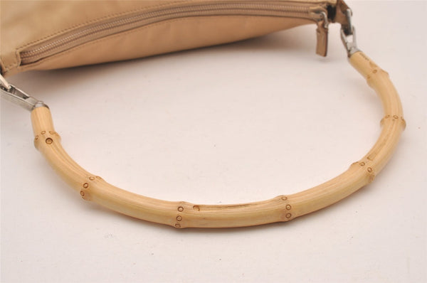 Authentic GUCCI Vintage Bamboo Shoulder Hand Bag Leather 0013865 Beige 0847I