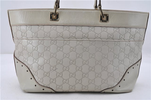 Authentic GUCCI Guccissima GG Leather Shoulder Tote Bag 145993 White 0848D