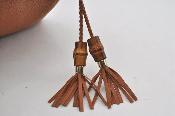 Authentic GUCCI Bamboo Clutch Hand Bag Purse Leather 376858 Brown 0848I