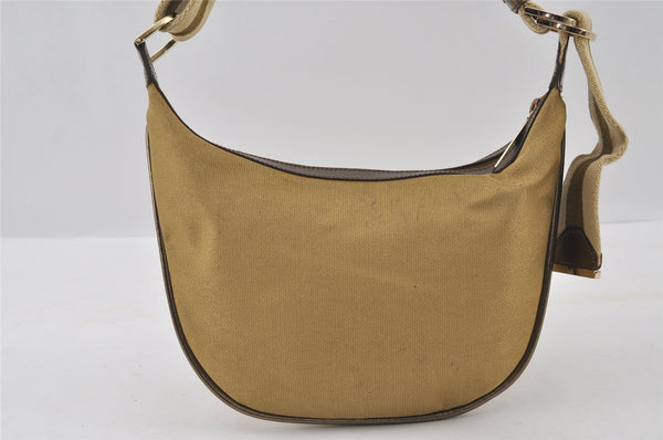 Authentic GUCCI Sherry Line Shoulder Bag Nylon Leather 0014186 Gold 0849I