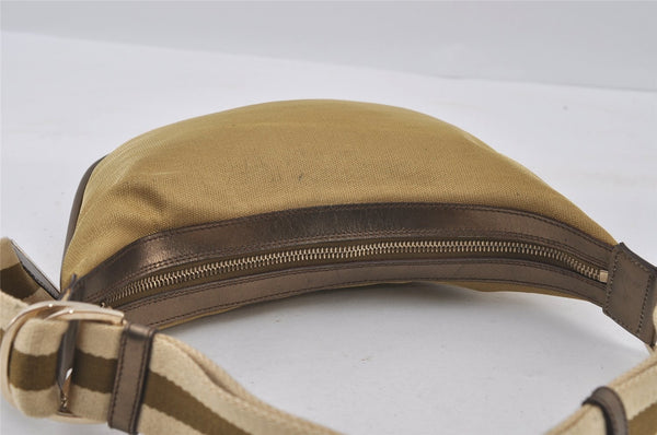 Authentic GUCCI Sherry Line Shoulder Bag Nylon Leather 0014186 Gold 0849I